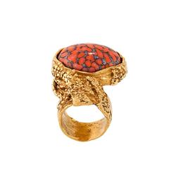 Vintage Yves Saint Laurent Oval Stone Ring