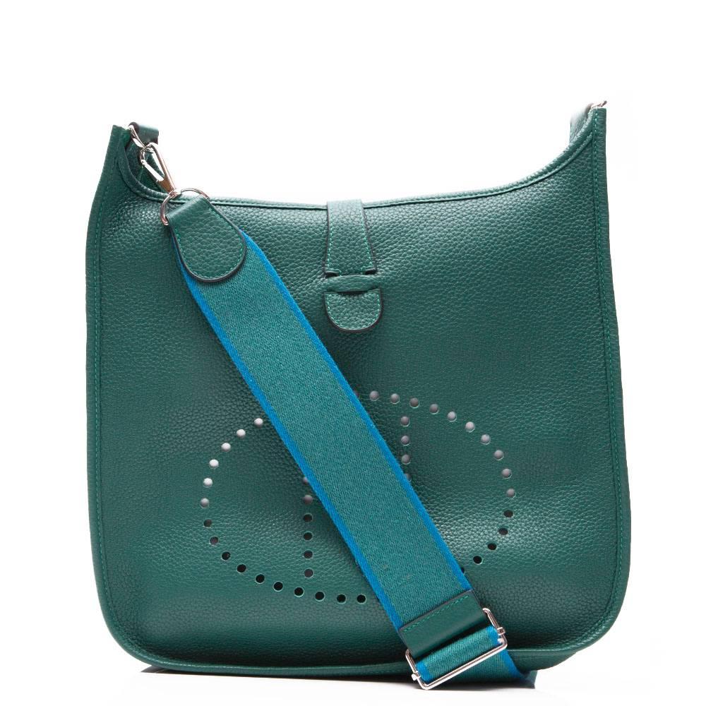 Hermes Malachite Leather Evelyne Shoulder Bag 2