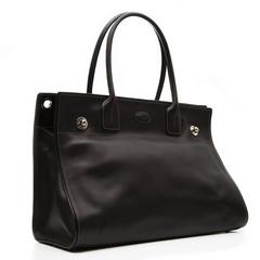 Tods Black Leather Tote Bag