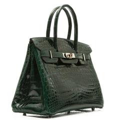Hermes Vert Foncé Niloticus Crocodile 30cm Birkin Bag