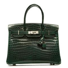 Vintage Hermes Vert Foncé Niloticus Crocodile 30cm Birkin Bag