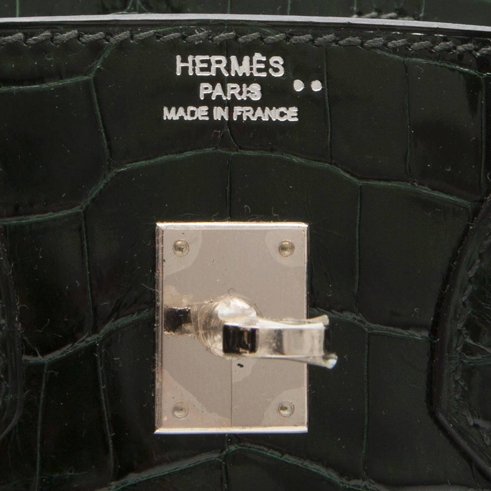 Hermes Vert Foncé Niloticus Crocodile 25cm Birkin Bag 1