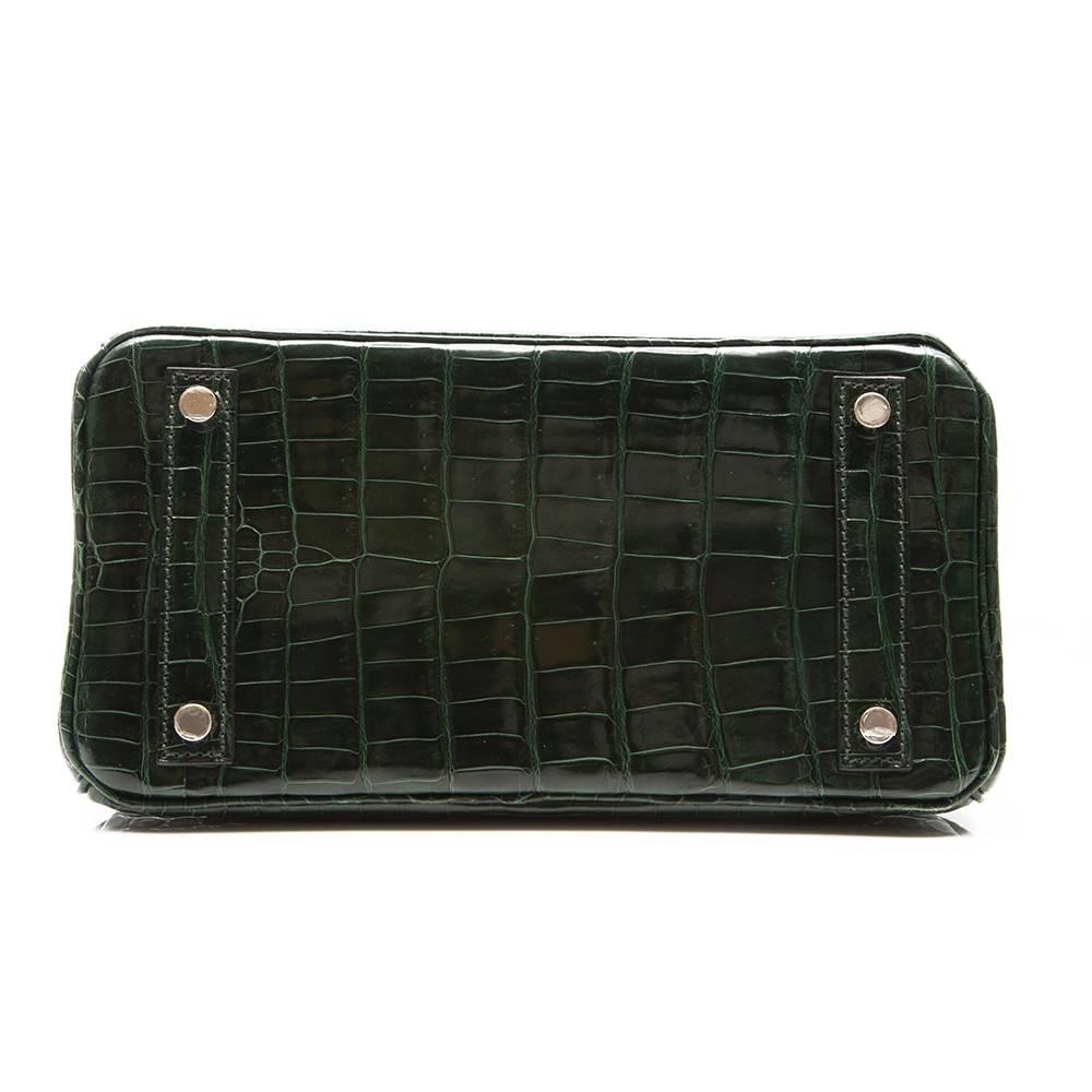 Hermes Vert Foncé Niloticus Crocodile 25cm Birkin Bag In Excellent Condition In London, GB