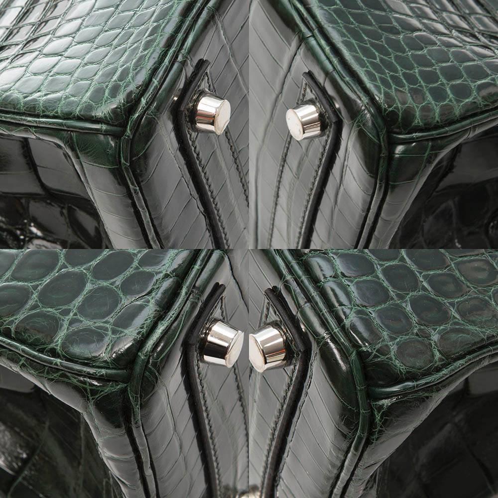 Hermes Vert Foncé Niloticus Crocodile 25cm Birkin Bag 3