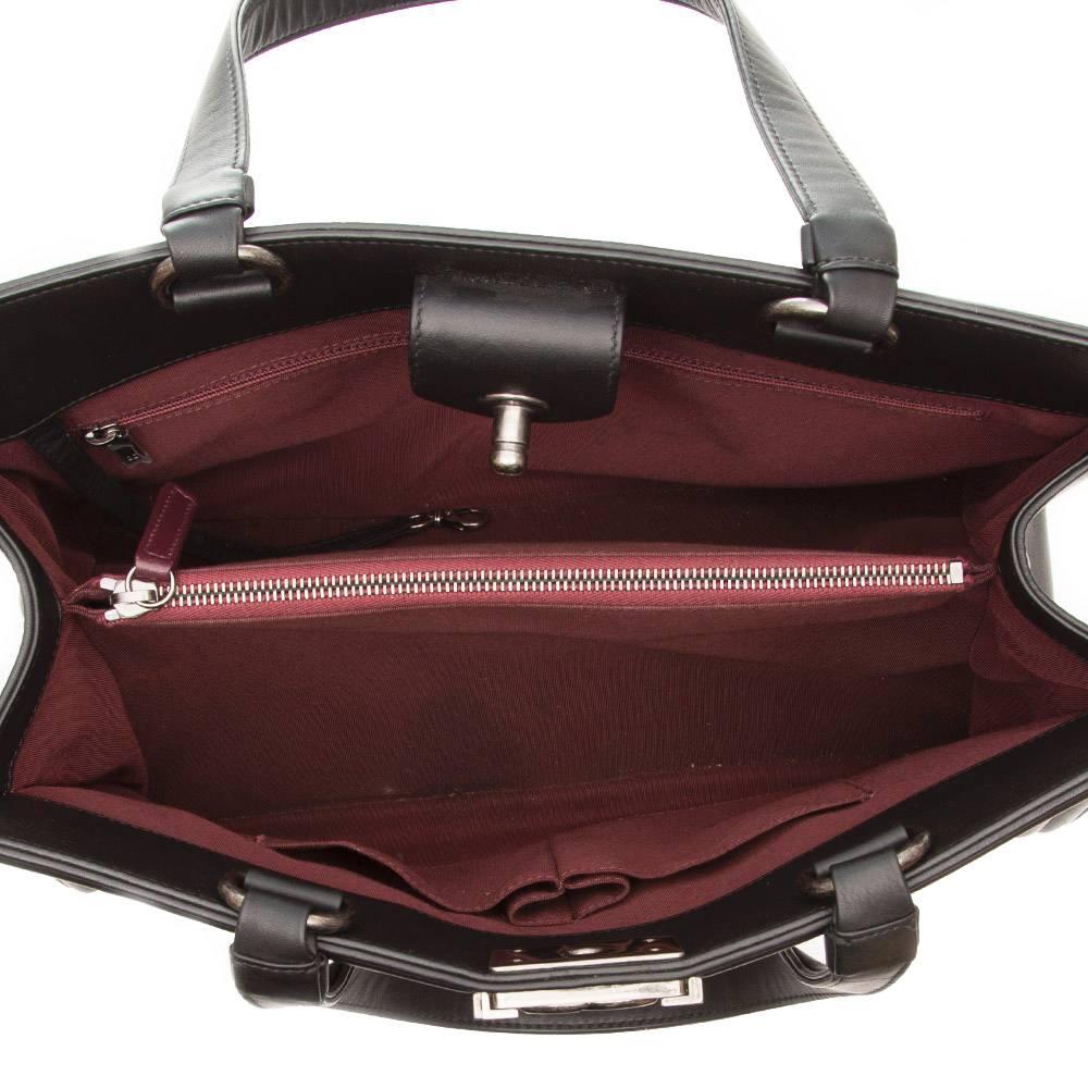 Women's Chanel Black Chevron Leather Boy Shopper Tote Bag