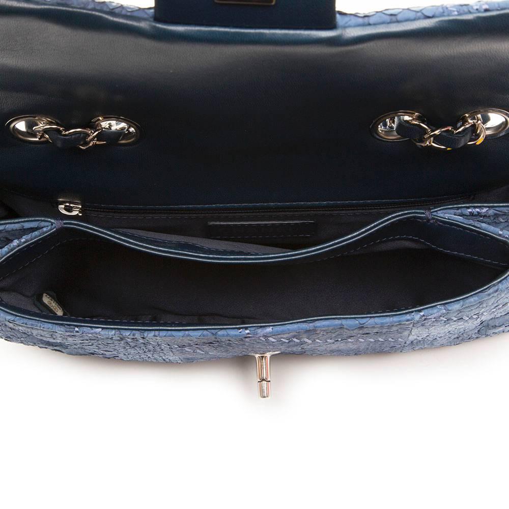 Chanel Blue Python Leather 2.55 Flap Handbag 2