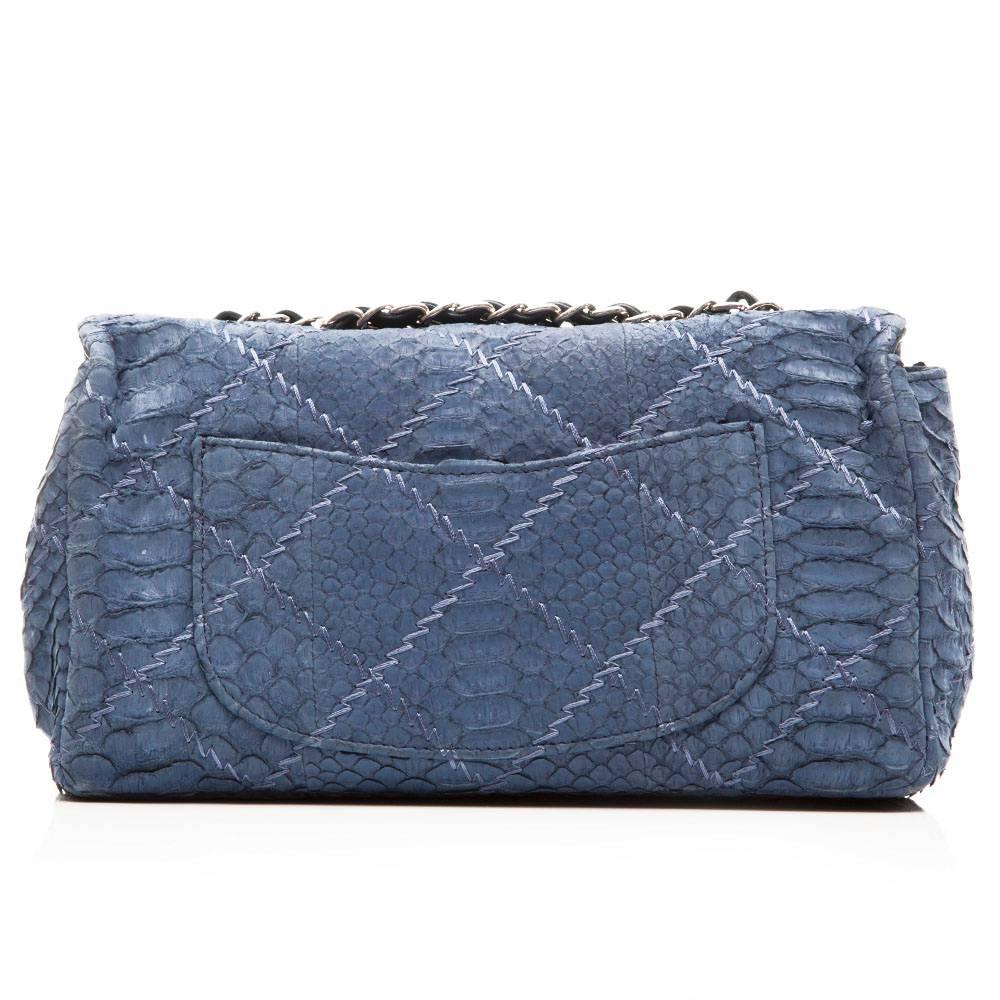 Women's Chanel Blue Python Leather 2.55 Flap Handbag
