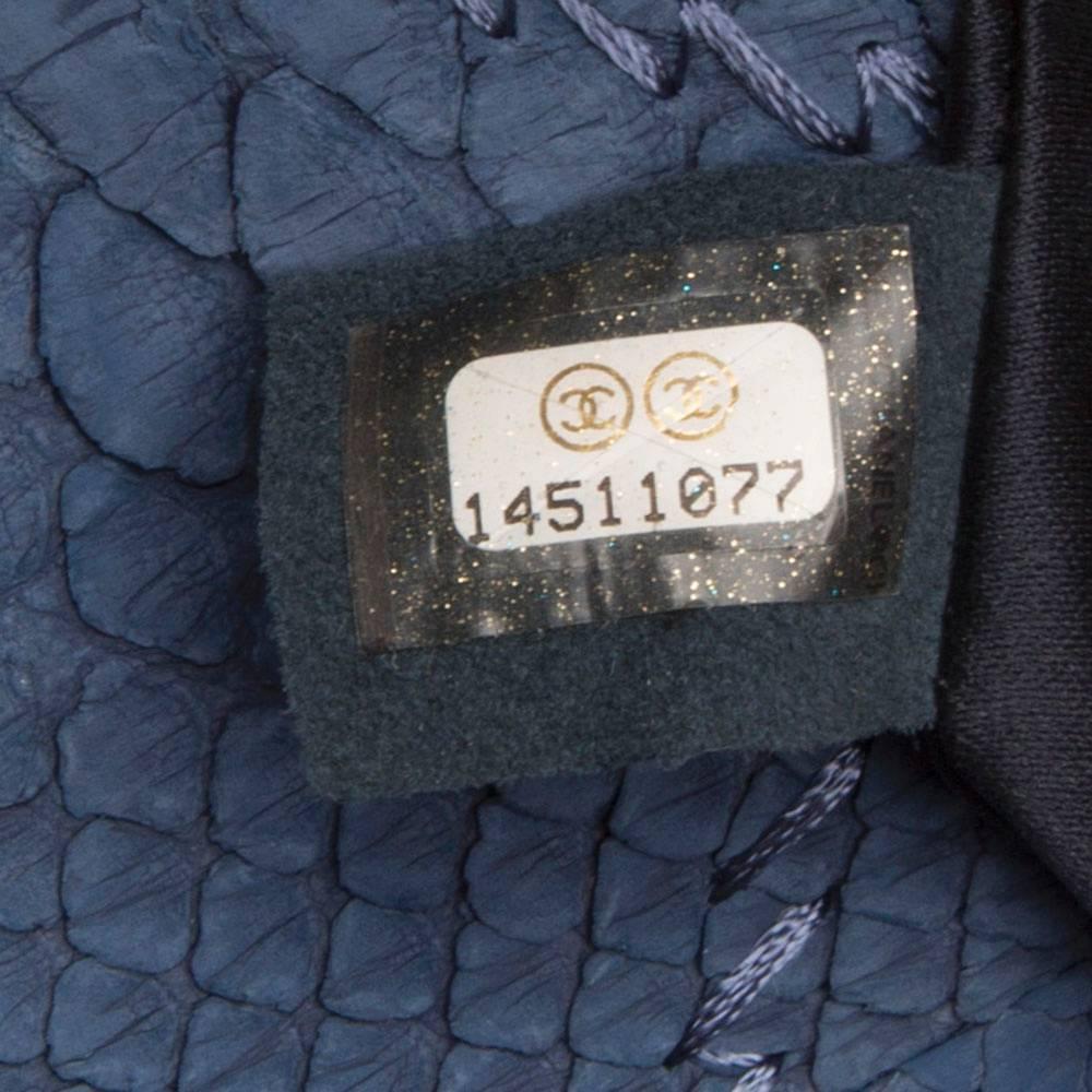 Chanel Blue Python Leather 2.55 Flap Handbag 1