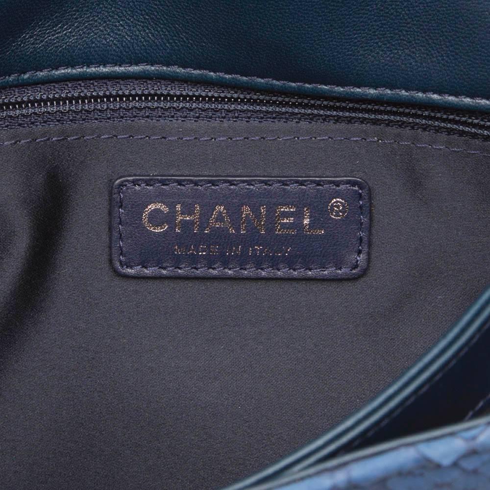 Chanel Blue Python Leather 2.55 Flap Handbag 3