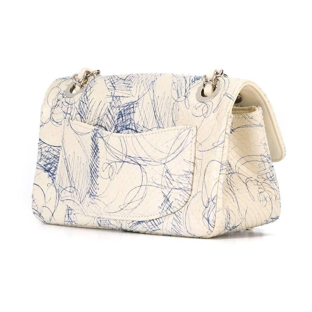 Beige Chanel Biro Illustrated Python Skin Mini 2.55 bag