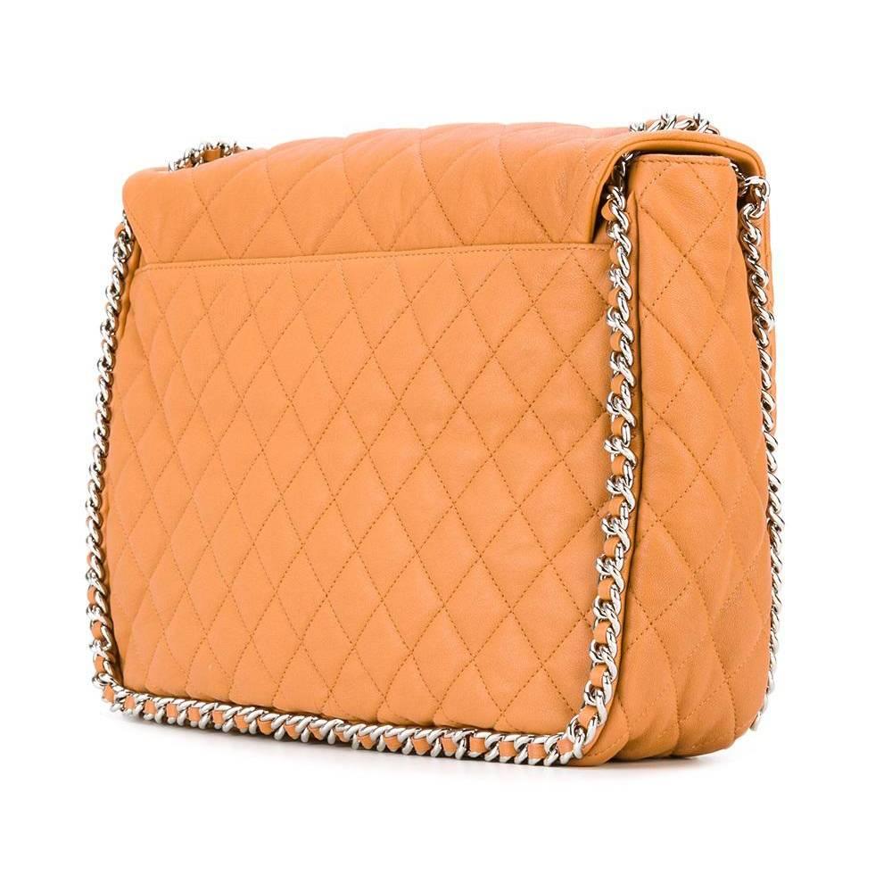Orange Chanel orange Leather Jumbo Classic Flap Bag