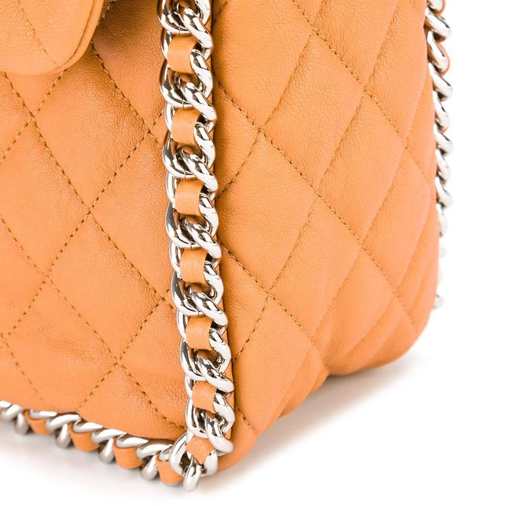 Chanel orange Leather Jumbo Classic Flap Bag In Excellent Condition In London, GB