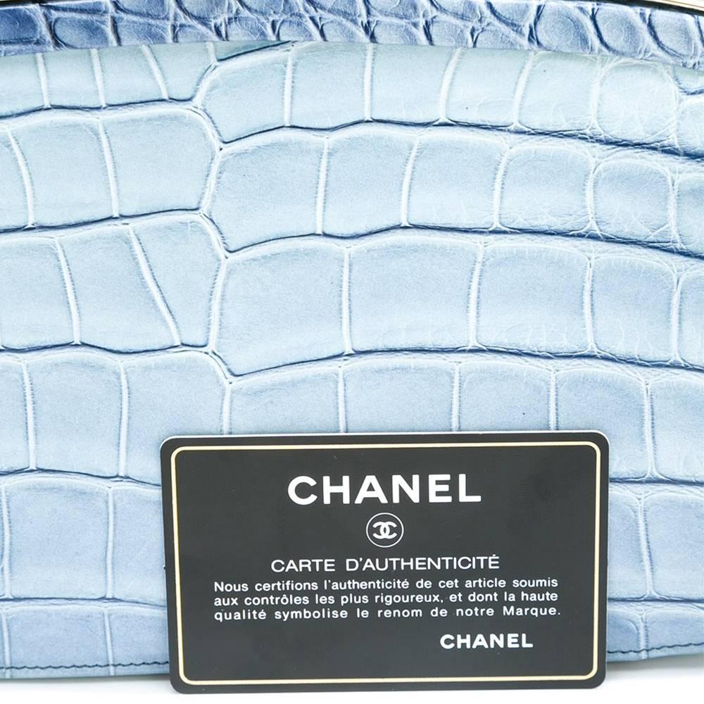 Chanel Blue Ombre Crocodile Leather Clutch 1
