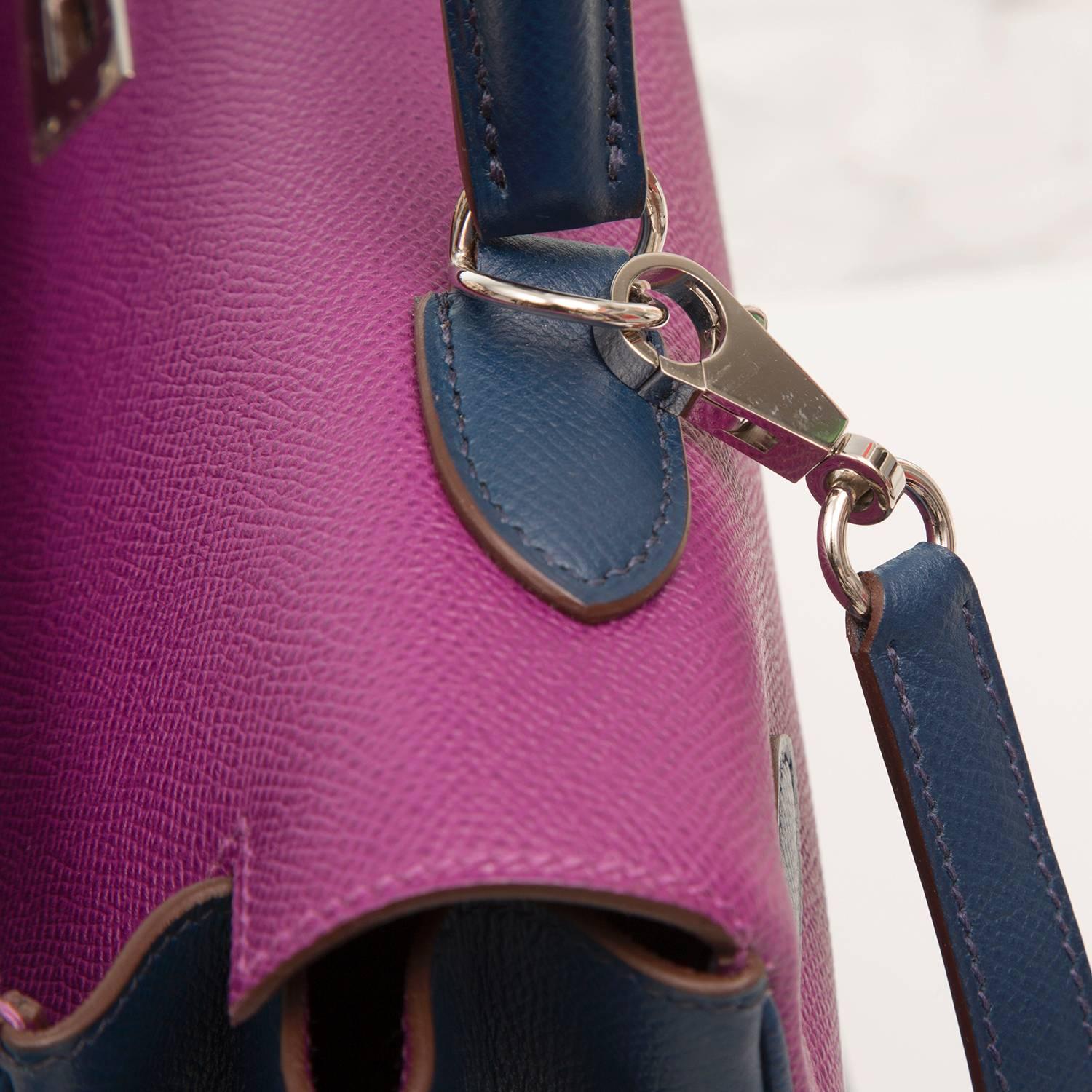 Two tone Brand new Kelly bag 35 cm Anemone Navy In New Condition In London, GB