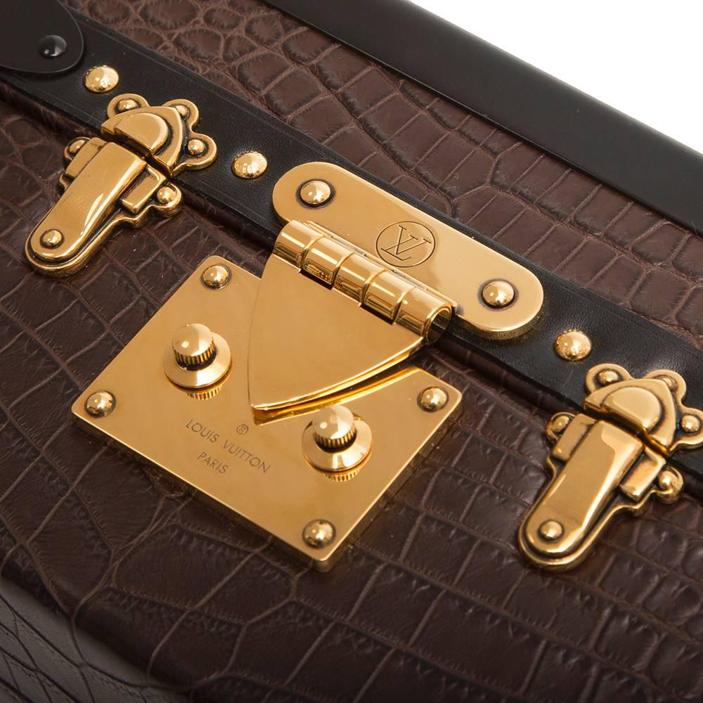 Black Louis Vuitton Petite Malle en Crocodile 