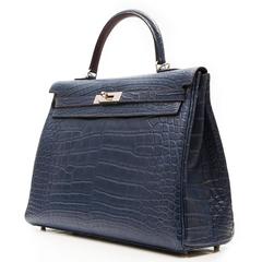 Hermes Matte Alligator Bleu Abysse 35 cm
