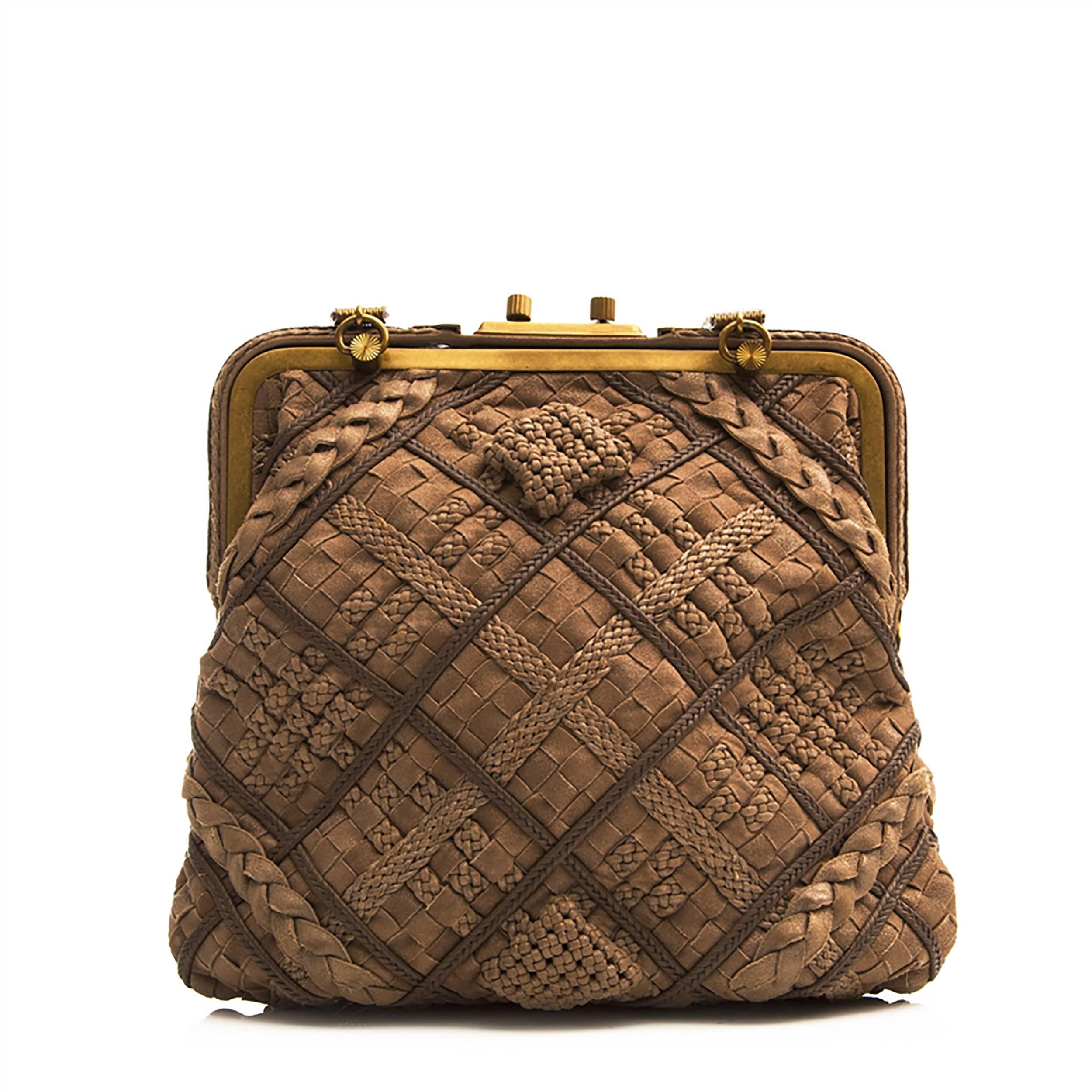 Bottega Veneta Brown Intrecciato Leather Clutch Bag In Good Condition In London, GB