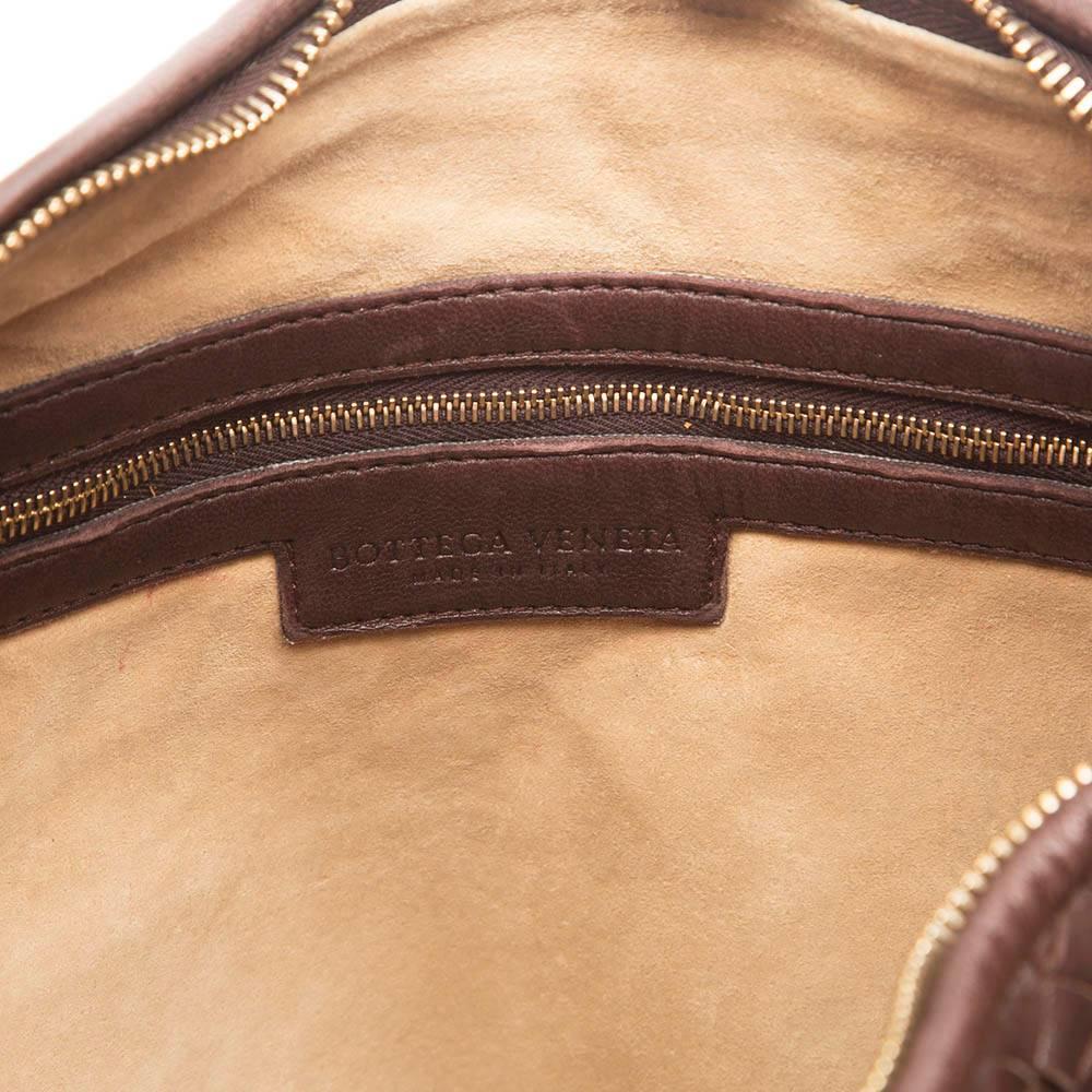 Black Bottega Veneta Medium Brown Intrecciato Leather Handbag