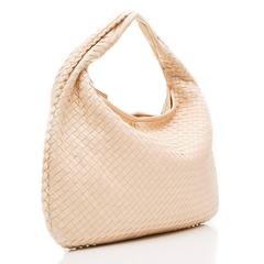 Bottega Veneta Medium Cream Intrecciato Leather Handbag