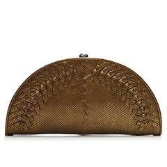 Bottega Veneta Metallic Bronze Intrecciato Leather Crescent-Shaped Clutch Bag 6