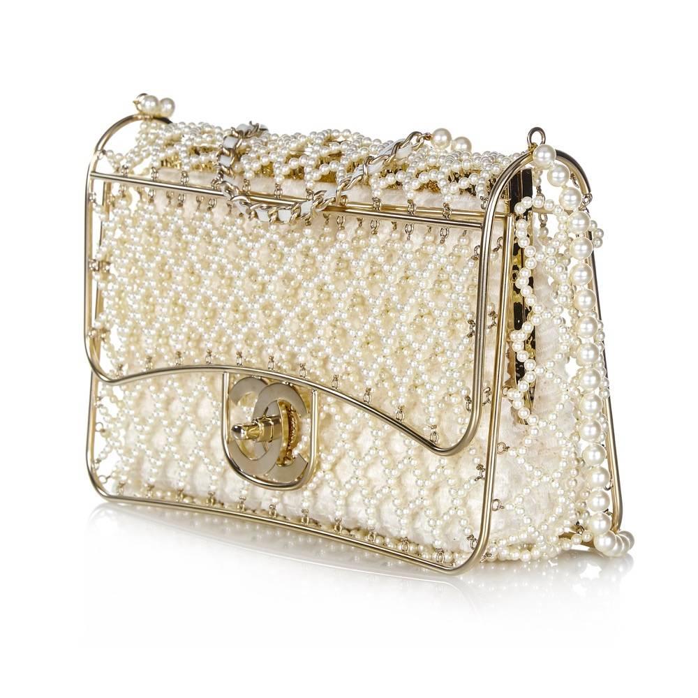 chanel pearl flap bag