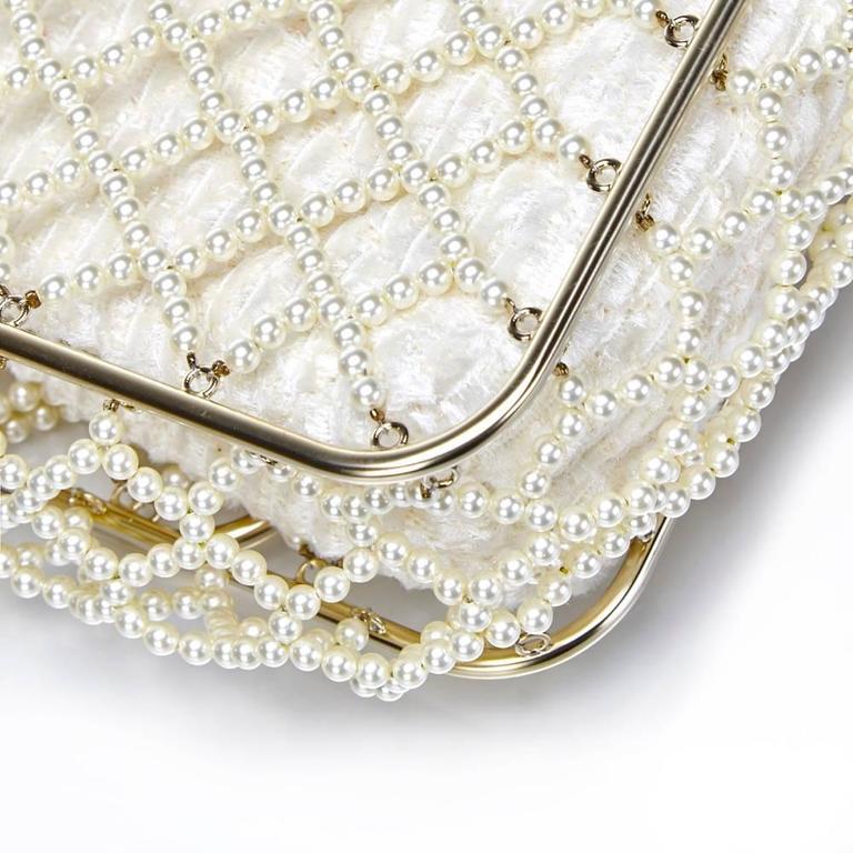 chanel pearl classic flap bag