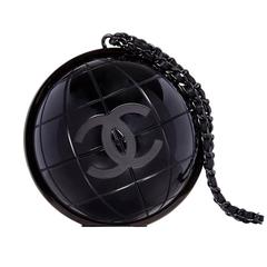 Vintage Chanel Black Globe Minaudiere Clutch 7