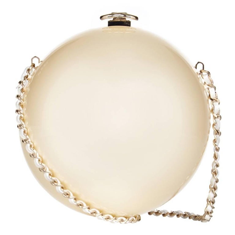 CHANEL Plexiglass Pearl CC Minaudiere Clutch White 971578