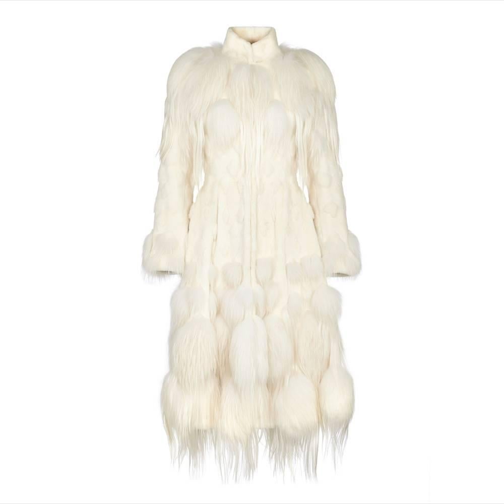 Alexander McQueen White Fur Coat