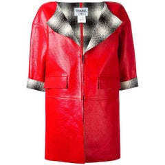 Chanel Red Leather Coat