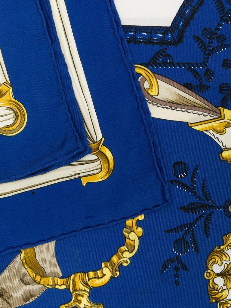 Hermes Blue Silk 'Etriers' Scarf For Sale at 1stDibs | hermes etriers scarf