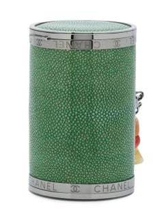 Chanel Stingray Green Barrel Clutch Bag