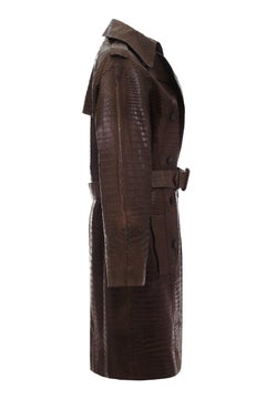 Trench-coat en alligator marron Hermès