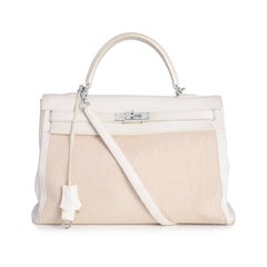 Hermes Kelly 35 Toile and Leather Bag