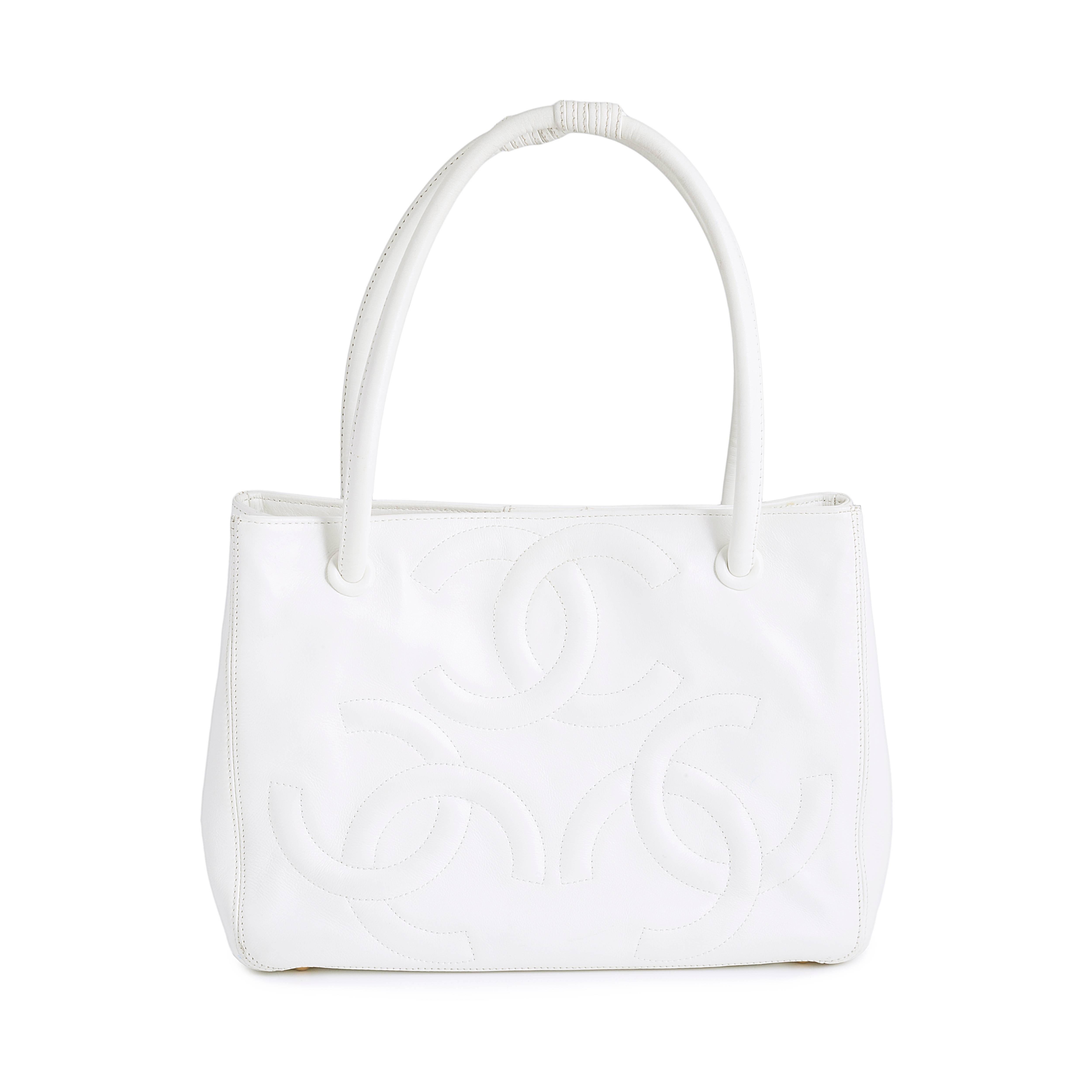 Gray Chanel White Tote Bag 