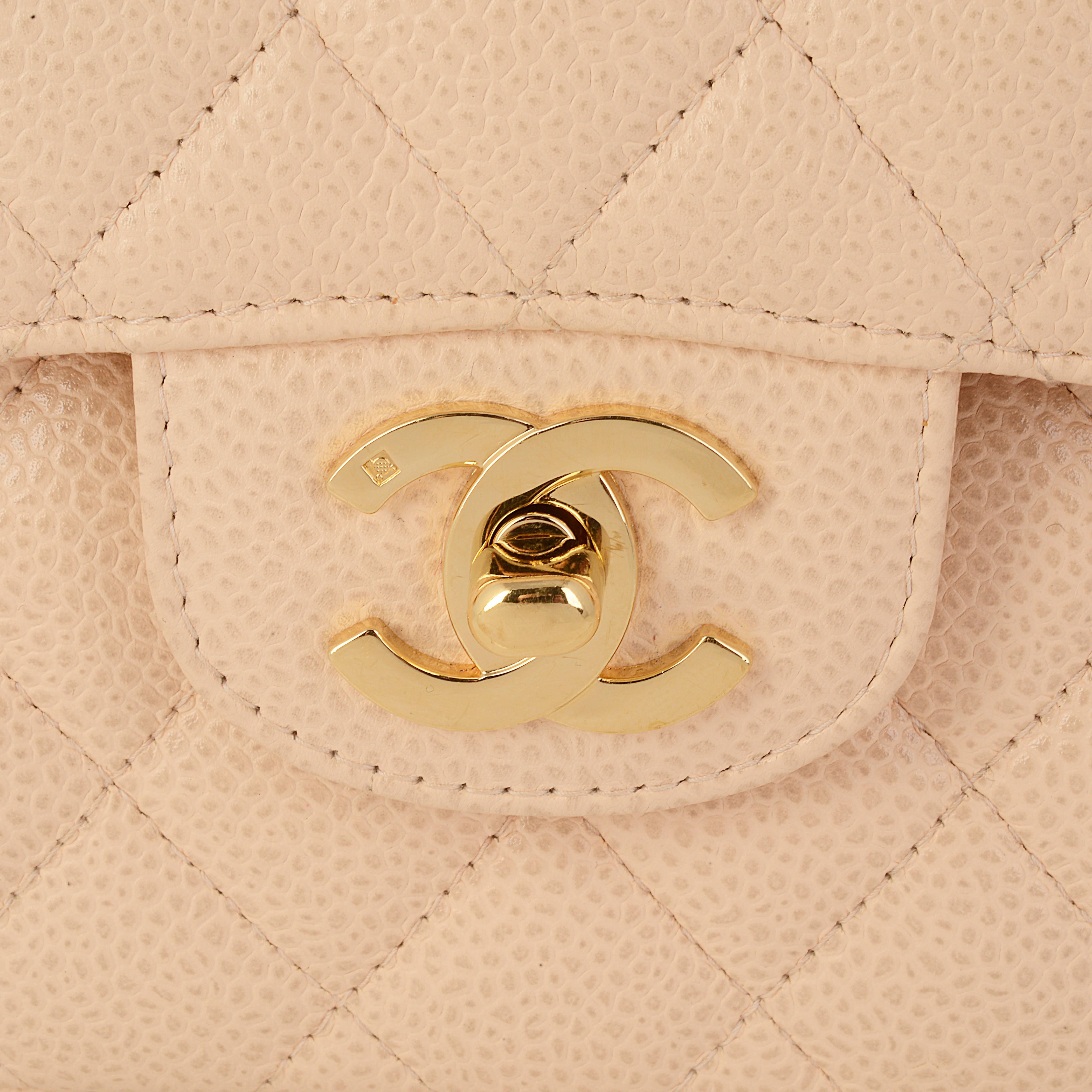 Chanel Beige Caviar Shoulder Flap Bag  In Excellent Condition In London, GB