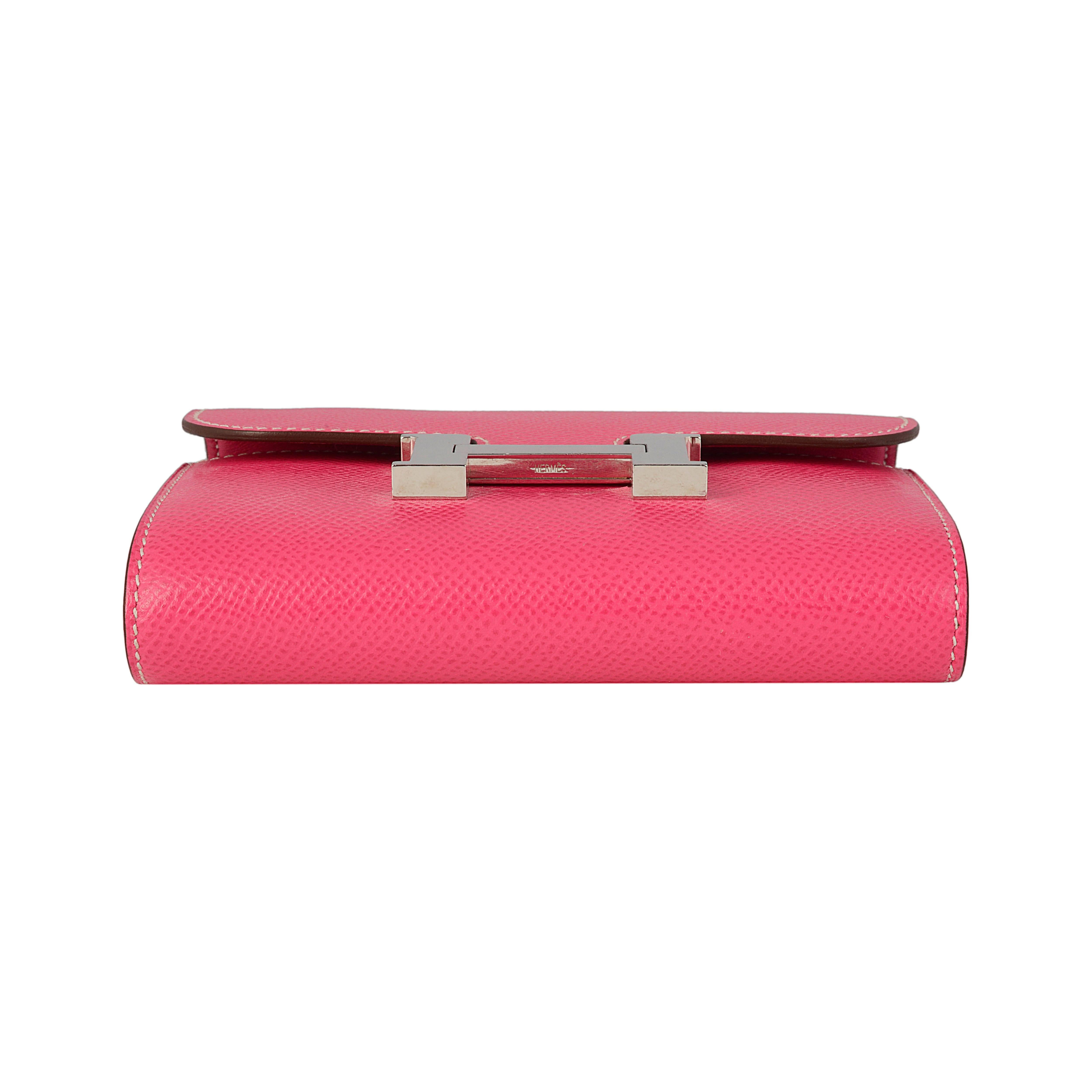 Pink Hermes Rose Tyrien Epsom Leather Constance Compact 