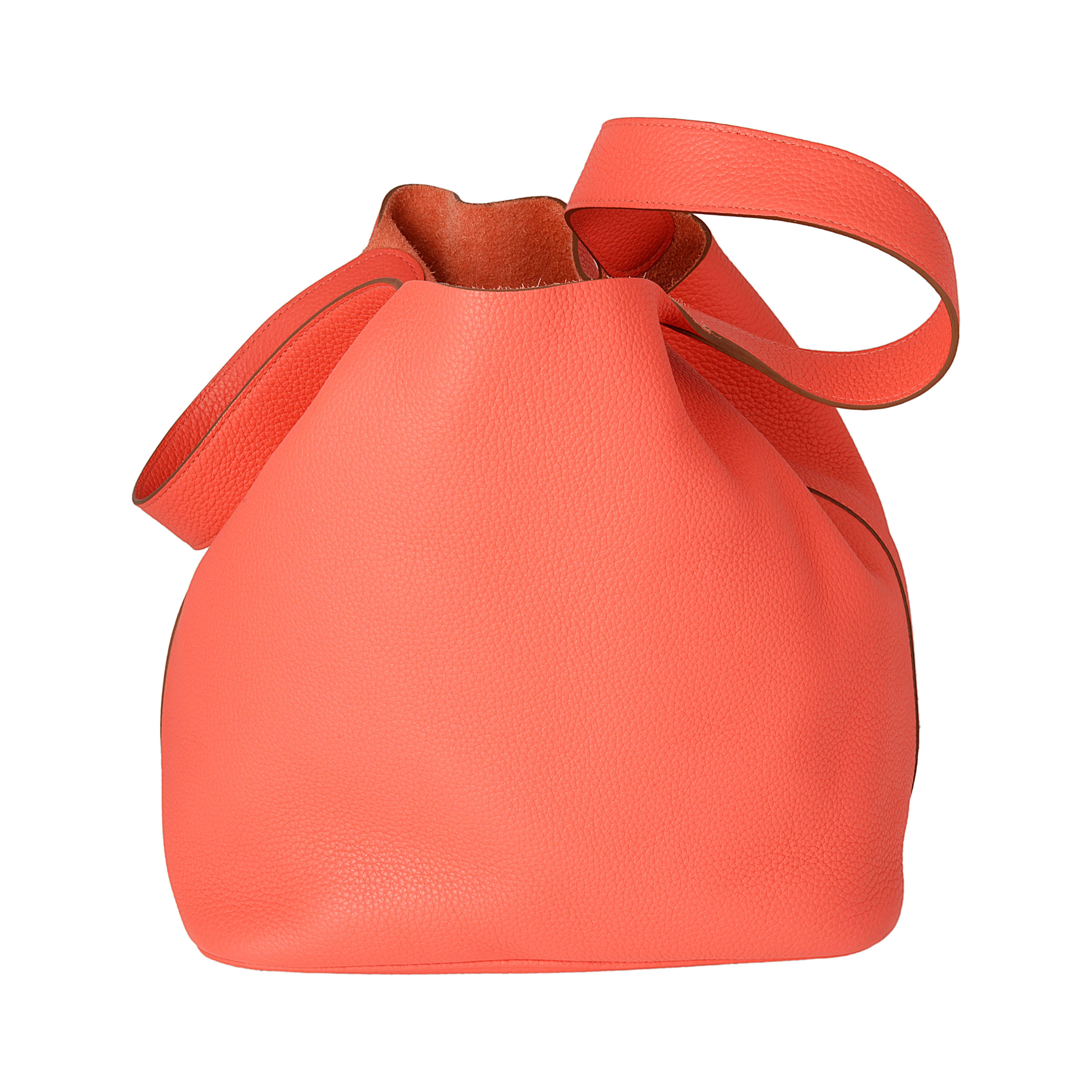 Hermes Rose Jaipur Clemence Leather 28cm Picotin Bag