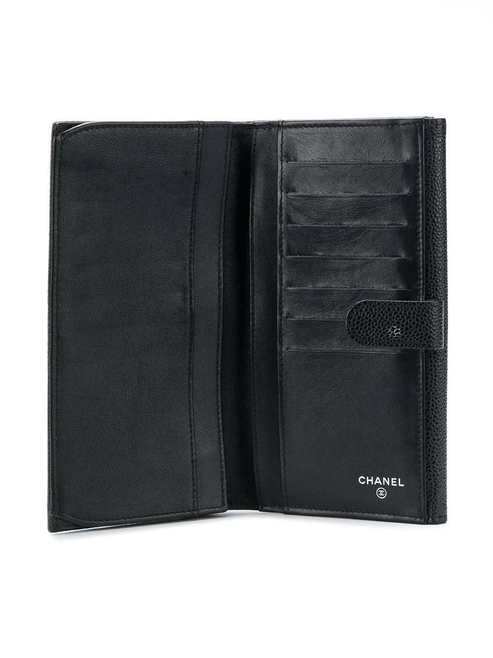 Chanel Black Caviar Leather Wallet In Excellent Condition In London, GB