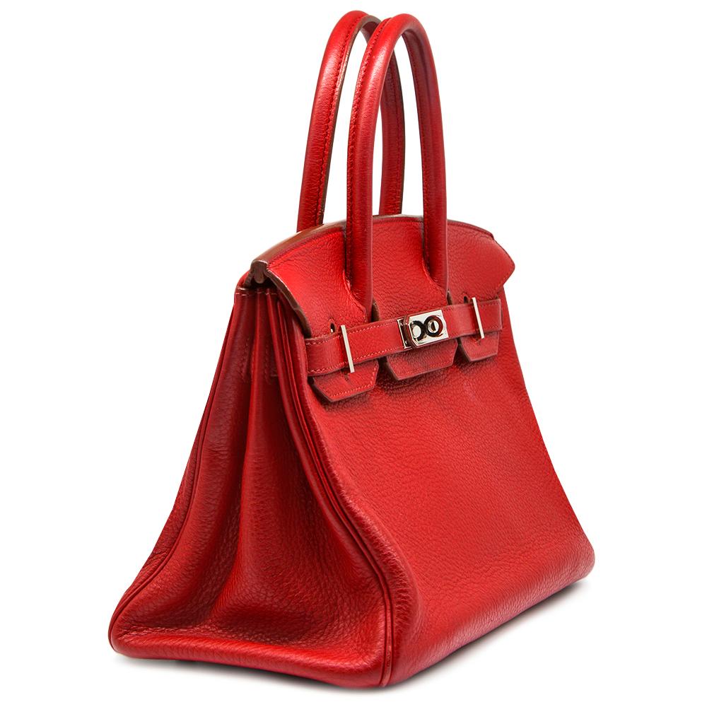 Red Hermes Vermilion 30cm Birkin Bag