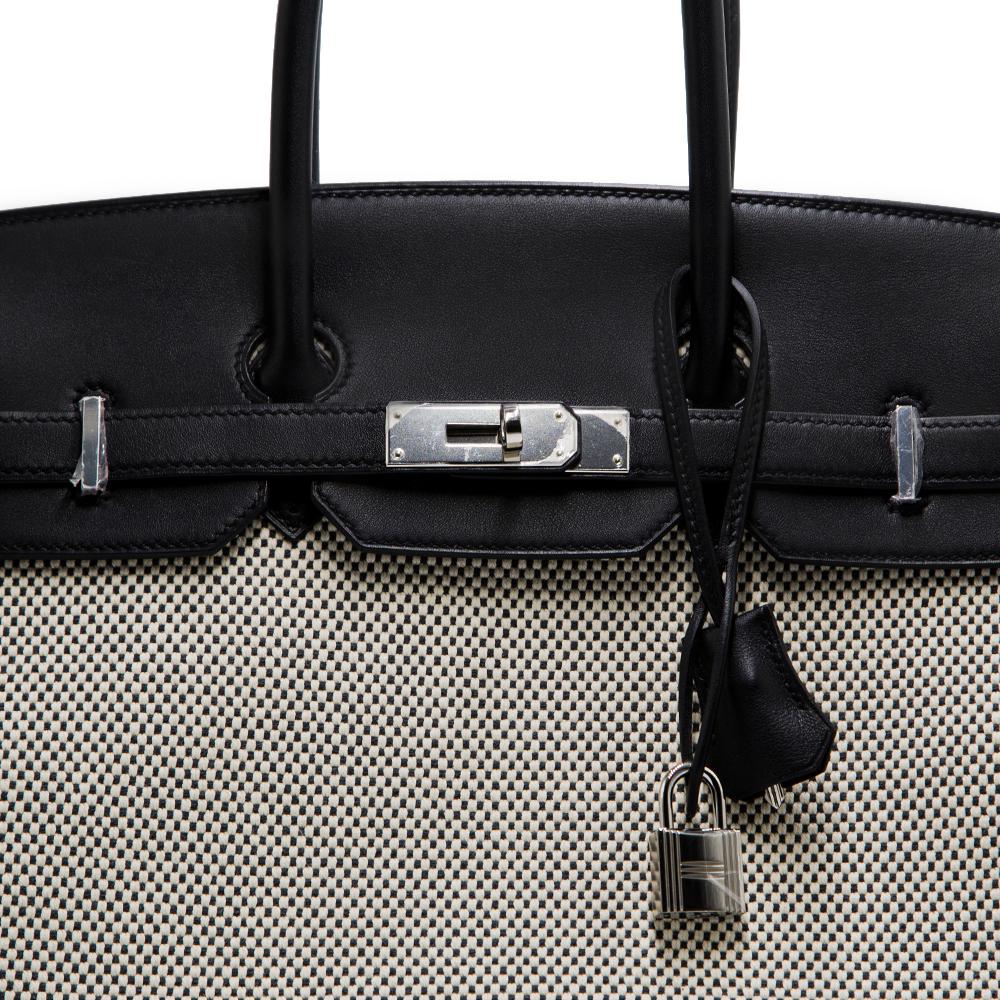 Hermes Black Swift Leather Criss Cross 35cm Birkin Bag  3
