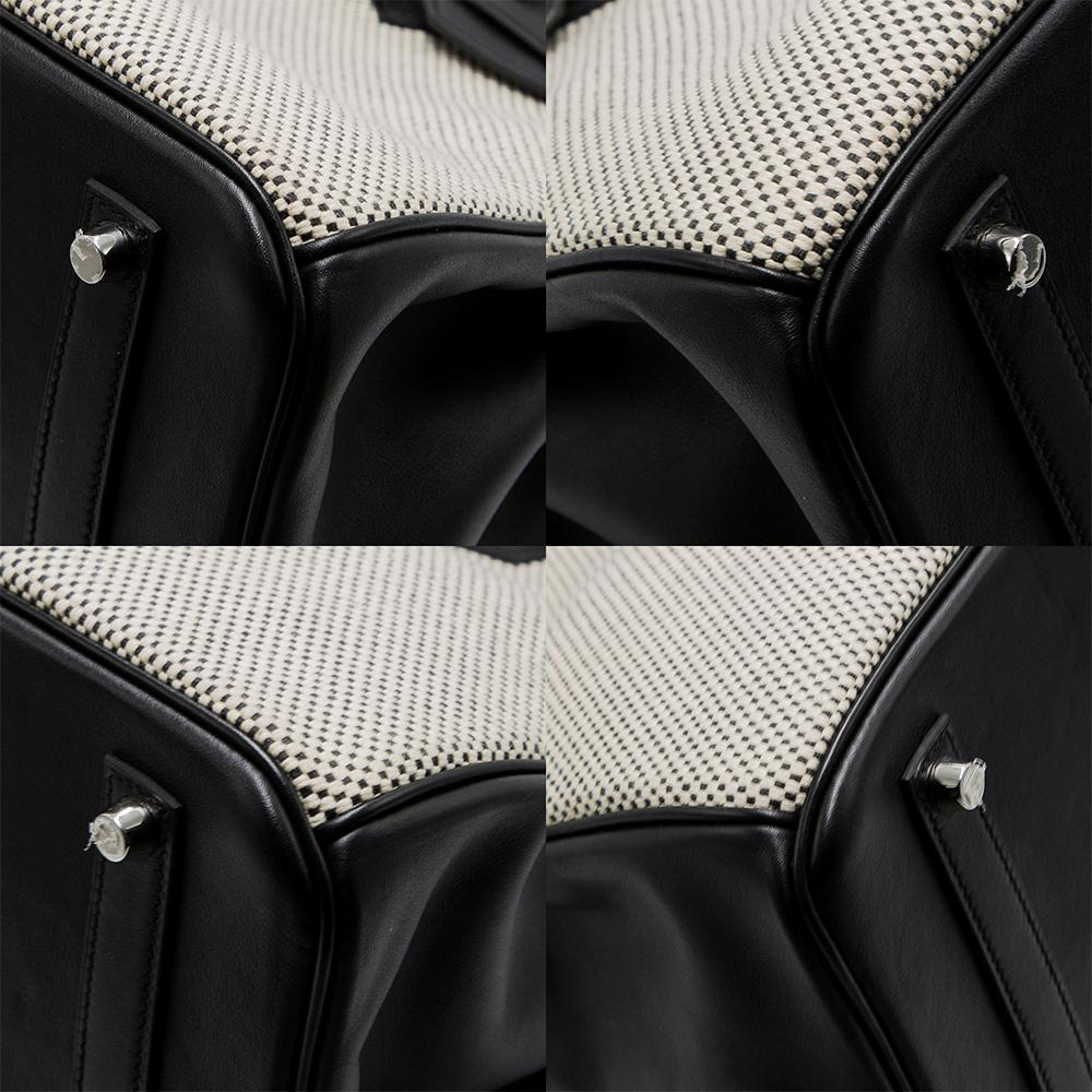 Hermes Black Swift Leather Criss Cross 35cm Birkin Bag  7