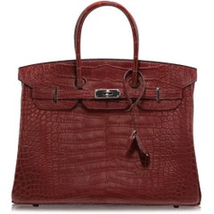 Hermes Matte Alligator Bourgogne 35cm Birkin Bag