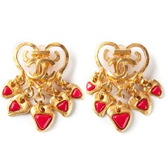 Chanel Vintage Heart Clip-on Earrings