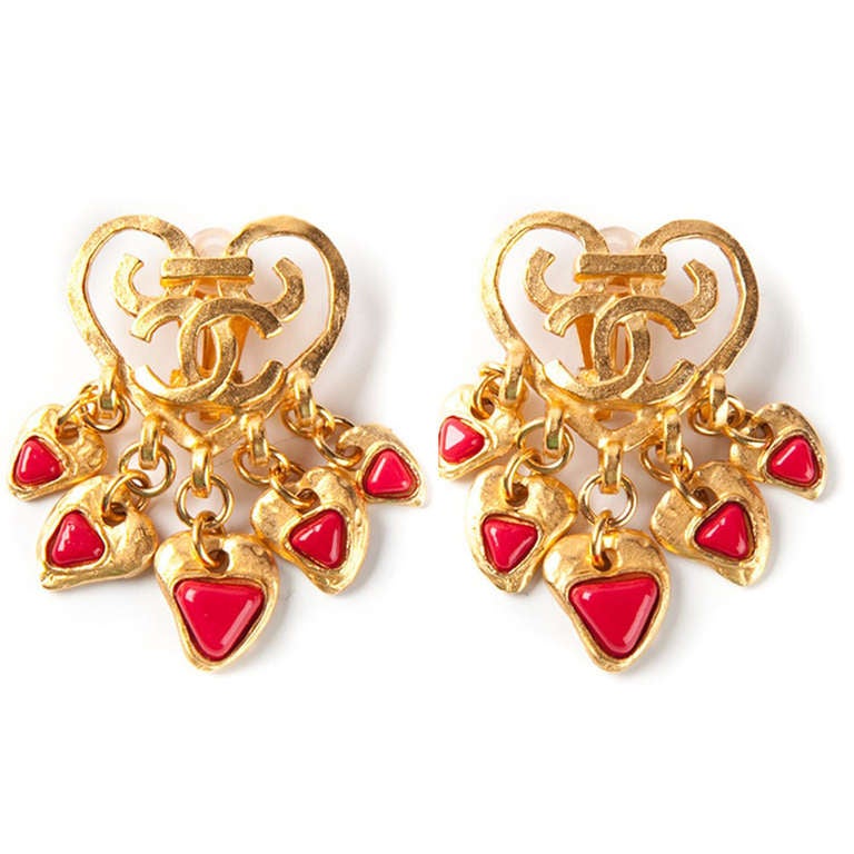 Chanel vintage heart earrings Clearance