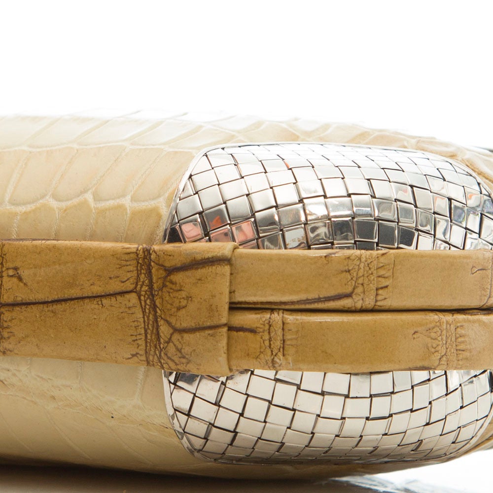 Bottega Veneta Beige Crocodile Clutch 1