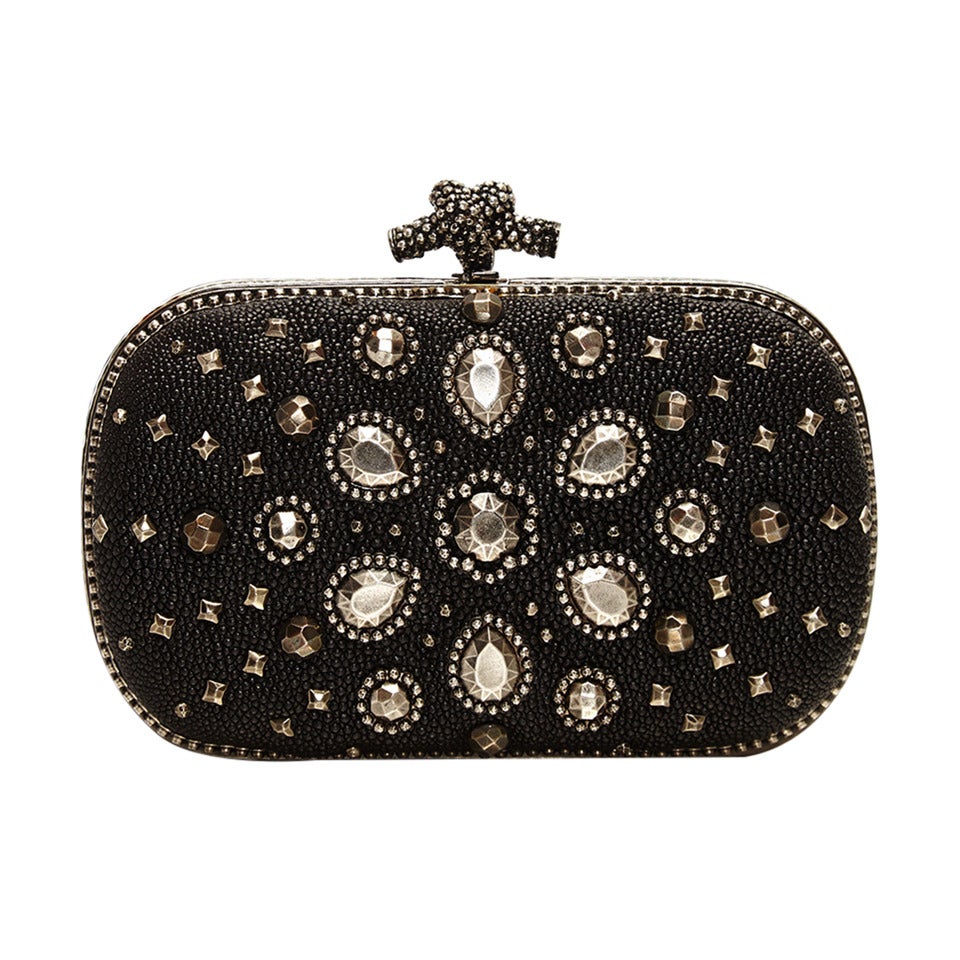 Bottega Veneta Black Stingray Clutch