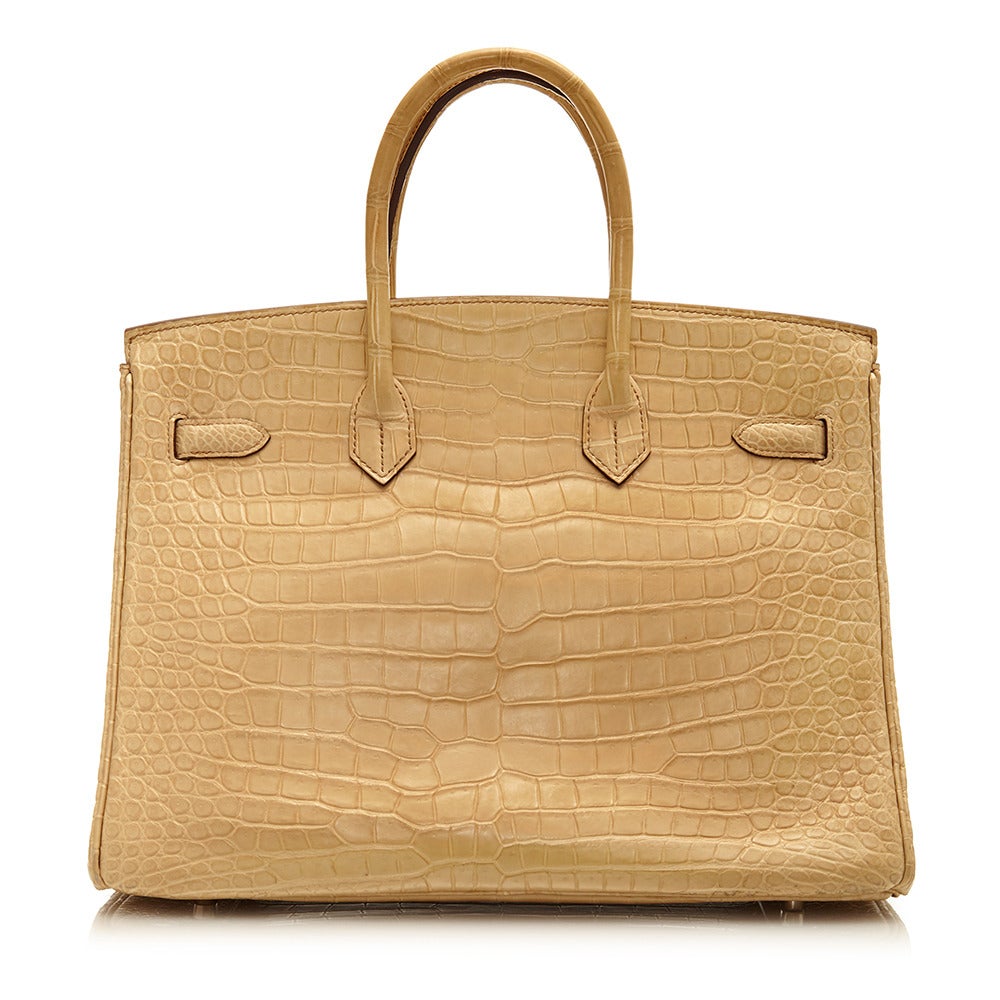 Beige Hermès Parchemin Crocodile Birkin 35cm