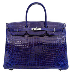 Hermès Electric Blue Porosus Crocodile Birkin 40cm RARE COLOUR -NEUF