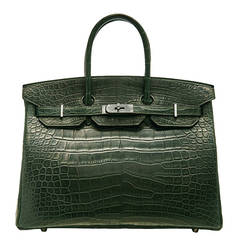 Hermès Vert Fonce Crocodile Birkin 35cm 9